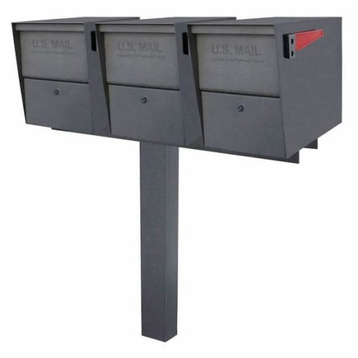 3 Mail Boss Locking Package Master Mailboxes with Post Granite
