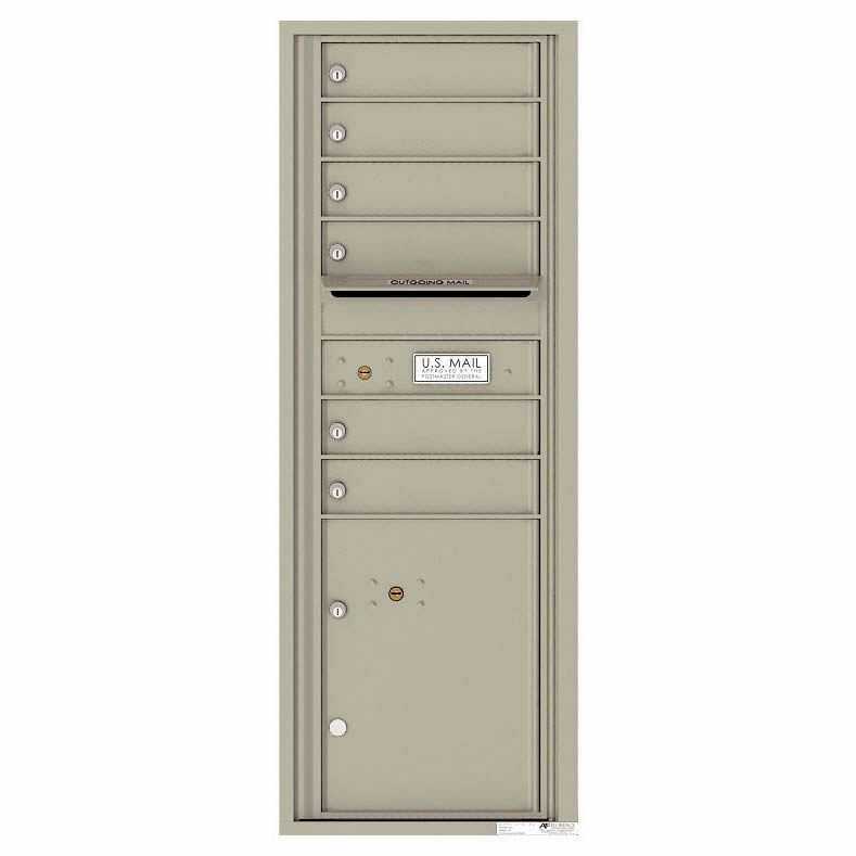 Florence Versatile Front Loading 4C Commercial Mailbox with 6 Tenant Doors and 1 Parcel Lockers 4C13S-06 Postal Grey