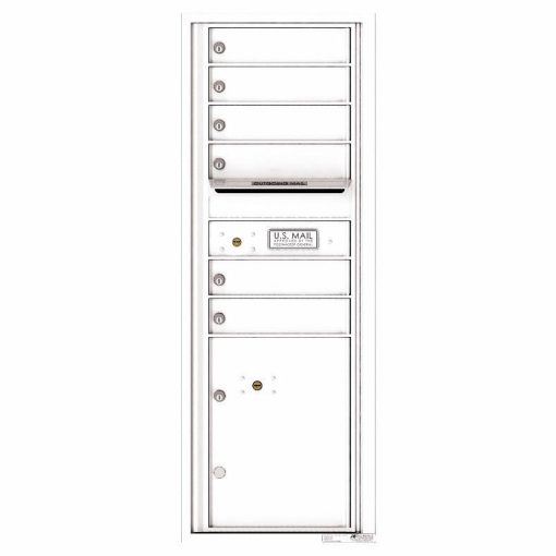 Florence Versatile Front Loading 4C Commercial Mailbox with 6 Tenant Doors and 1 Parcel Lockers 4C13S-06 White
