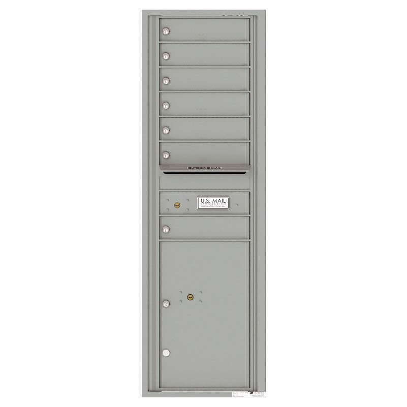 Florence Versatile Front Loading 4C Commercial Mailbox with 7 Tenant Doors and 1 Parcel Lockers 4C15S-07 Silver Speck