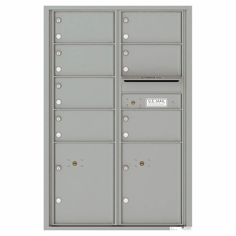 Florence Versatile Front Loading 4C Commercial Mailbox with 7 Tenant Doors and 2 Parcel Lockers 4C13D-07 Silver Speck