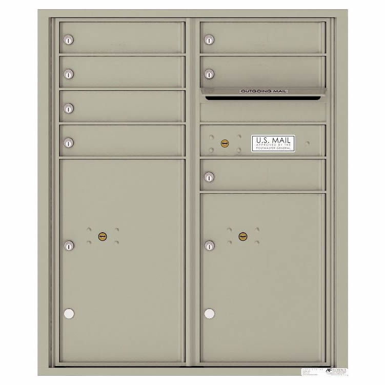 Florence Versatile Front Loading 4C Commercial Mailbox with 7 Tenant Doors and 2 Parcel Lockers 4CADD-07 Postal Grey