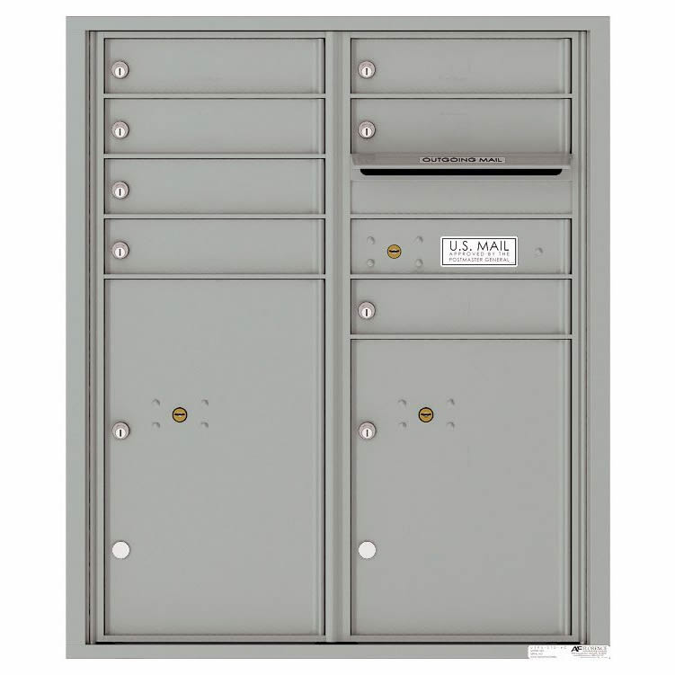Florence Versatile Front Loading 4C Commercial Mailbox with 7 Tenant Doors and 2 Parcel Lockers 4CADD-07 Silver Speck