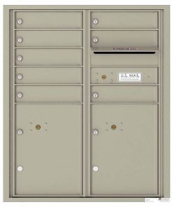 Florence Versatile Front Loading 4C Commercial Mailbox with 8 tenant Doors and 2 Parcel Lockers 4CADD-08 Postal Grey