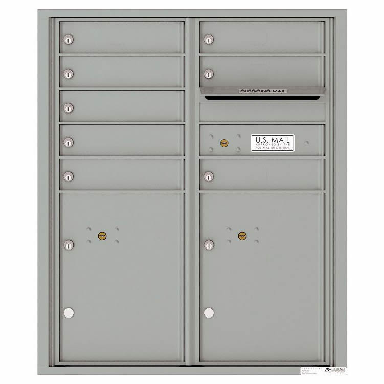 Florence Versatile Front Loading 4C Commercial Mailbox with 8 tenant Doors and 2 Parcel Lockers 4CADD-08 Silver Speck