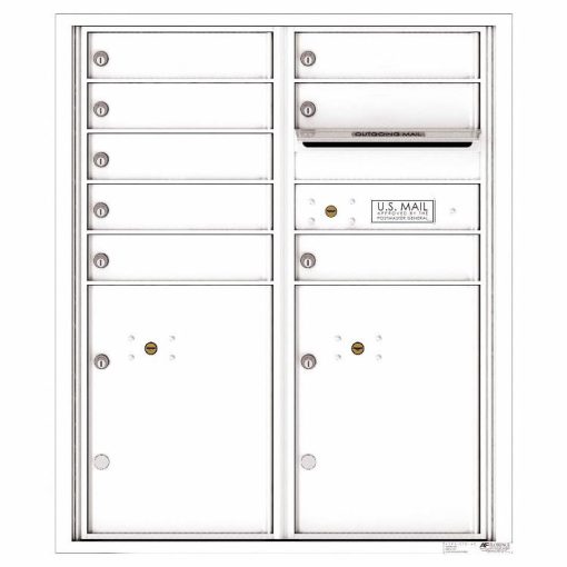 Florence Versatile Front Loading 4C Commercial Mailbox with 8 tenant Doors and 2 Parcel Lockers 4CADD-08 White