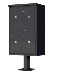 4 Door Black Parcel Locker with Pedestal