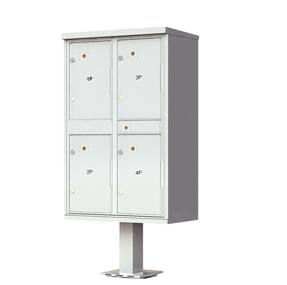 4 Door Postal Grey Parcel Locker with Pedestal