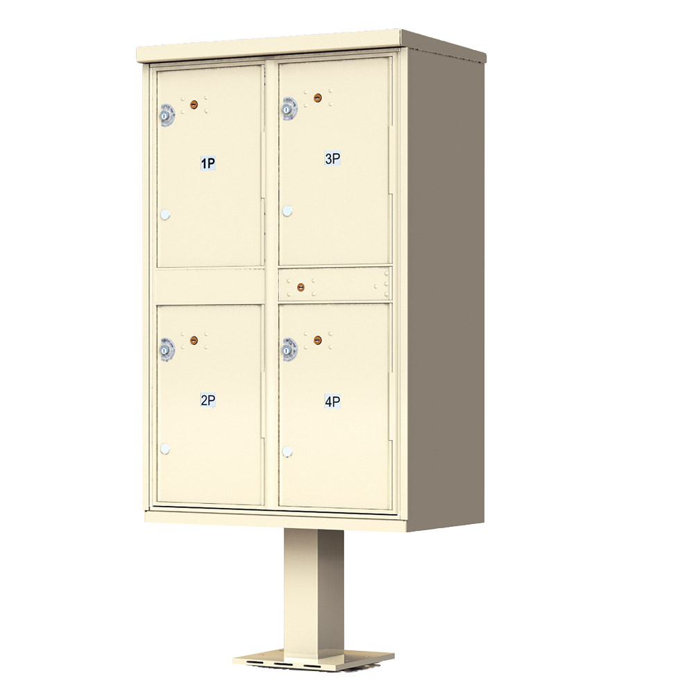 4 Door Sandstone Parcel Locker with Pedestal